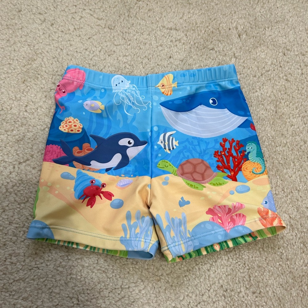 Baby Boy Under the Sea Swim Trunks 👶🏻🐋🪼🦀🐠